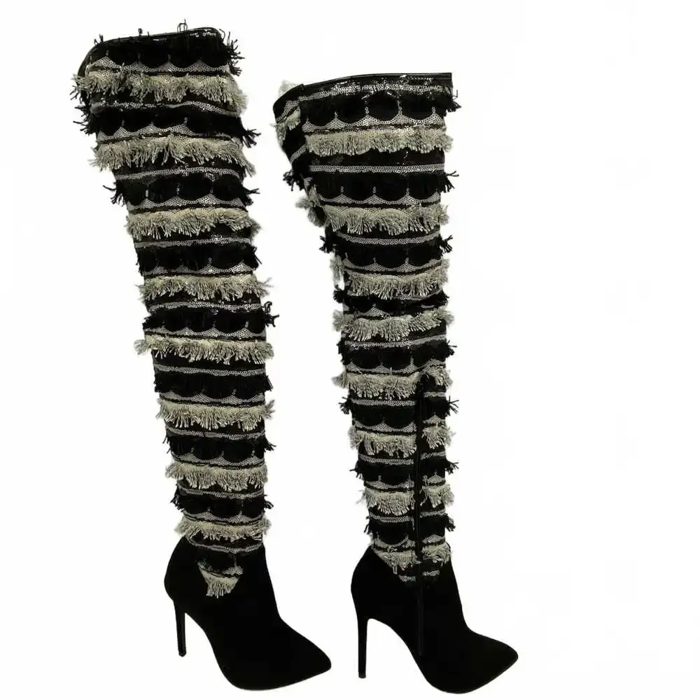 Elegant Collection Black/Gray Baylee Stiletto | Women’s Size 6.5